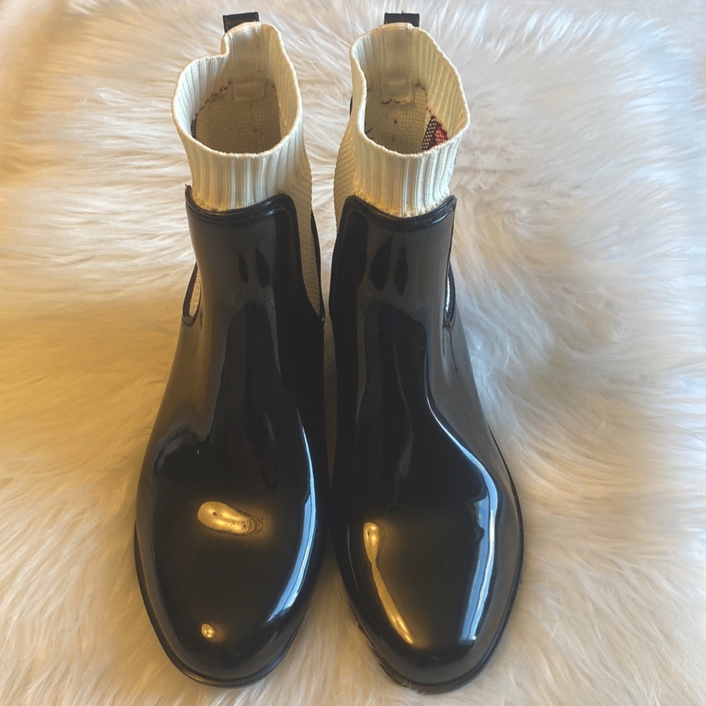 Nautica Black Gloss Rain Booties Size 6 NWOT - Picture 5 of 7